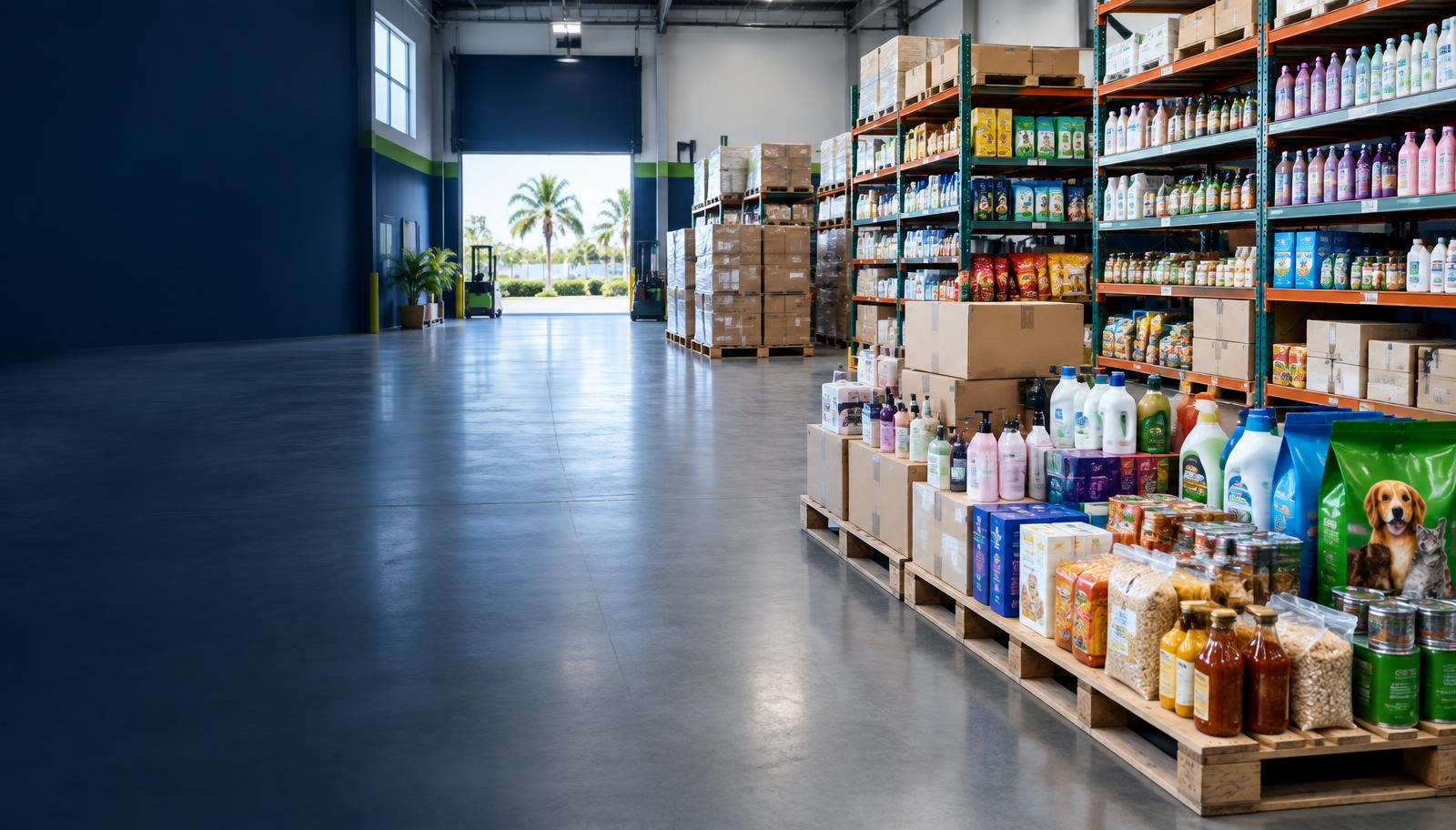 Organized consumer goods distribution warehouse